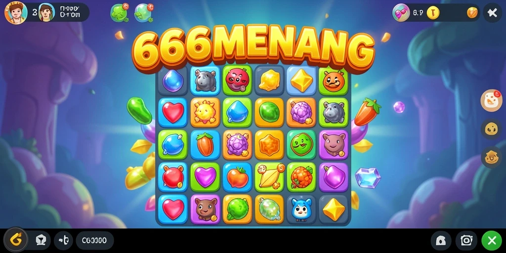 Tampilan menarik gameplay Match-3 di 666MENANG.