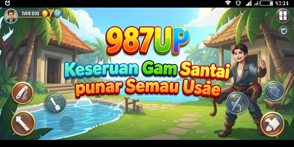 Screenshot utama 987UP menampilkan gameplay yang menyenangkan dan santai.