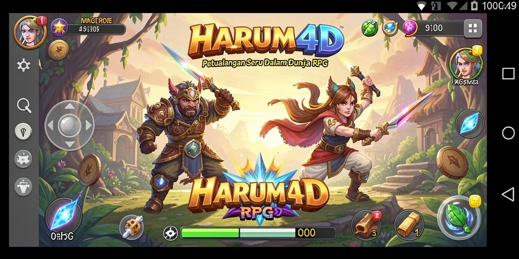Tampilan gameplay menarik dalam HARUM4D yang penuh warna.