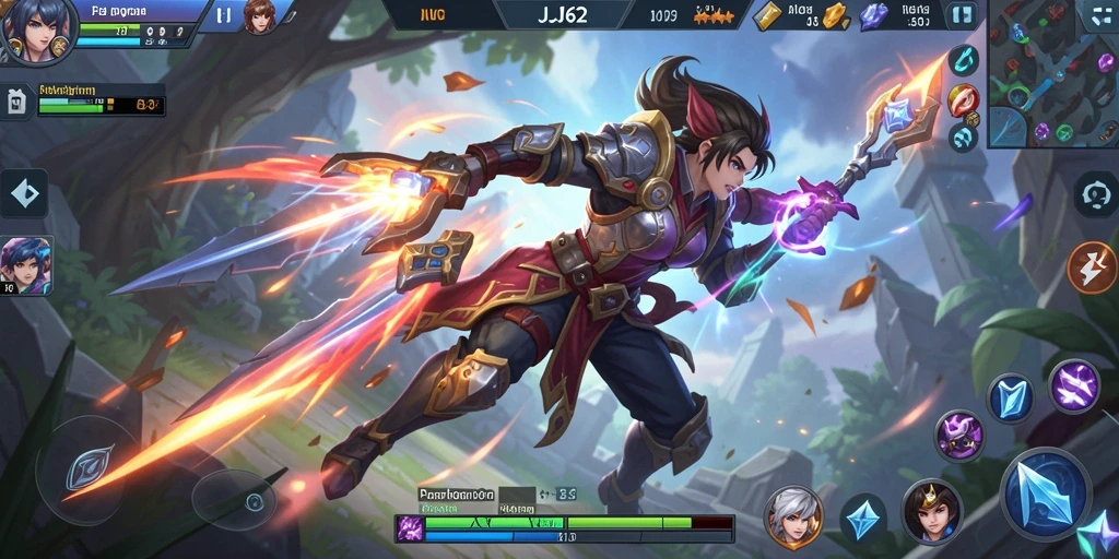 Gameplay seru JJ62 dengan pertarungan strategis MOBA.