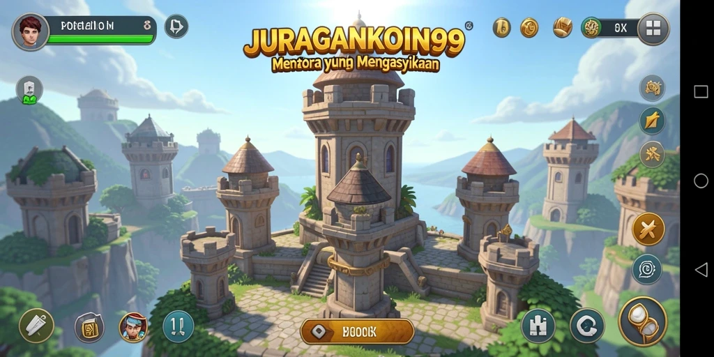 Tampilan gameplay menara pertahanan di JURAGANKOIN99.
