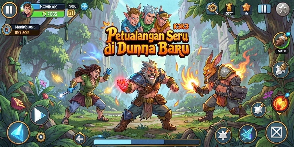 Screenshot K3K3 menampilkan karakter menjelajahi dunia petualangan yang memikat.