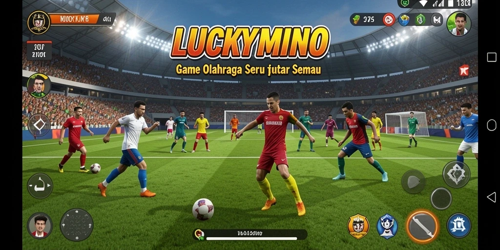 Screenshot gameplay LUCKYMINO menampilkan aksi olahraga yang mendebarkan.