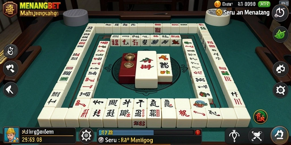 Screenshot gameplay MENANGBET menampilkan pemain yang bersaing dalam Mahjong.