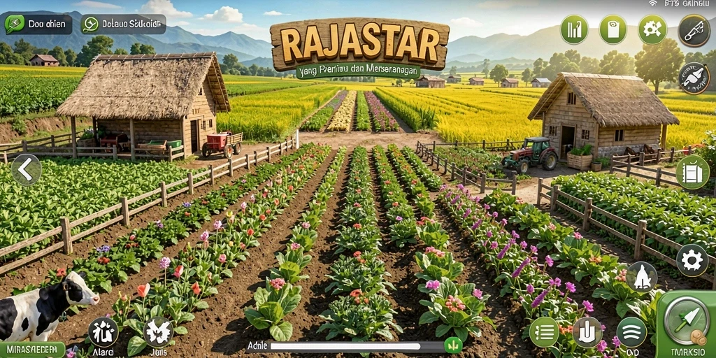 Gameplay RAJASTAR yang menggambarkan kegiatan pertanian yang mendebarkan.