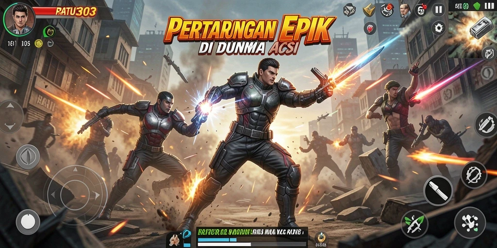 Tampilan aksi mendebarkan dalam permainan RATU303.