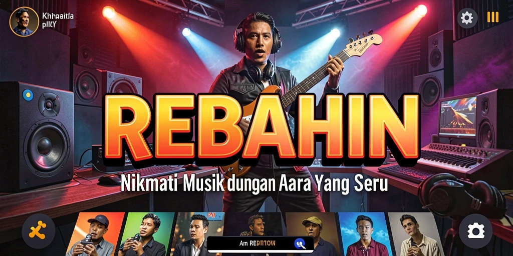 Tampilan screenshot utama yang menampilkan gameplay interaktif REBAHIN.