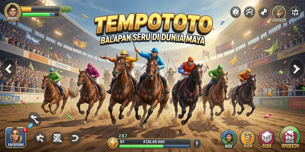 Tampilan gameplay seru di TEMPOTOTO dengan balapan mendebarkan.
