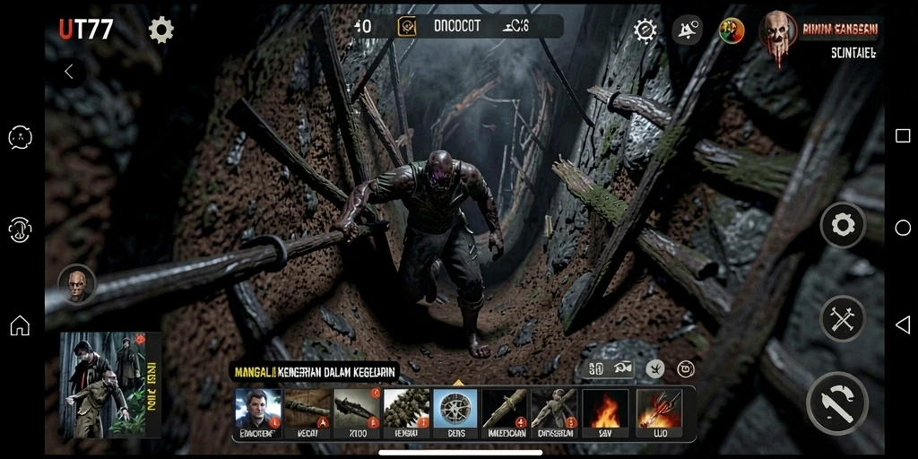 Screenshot menampilkan suasana gameplay menakutkan di UT77.