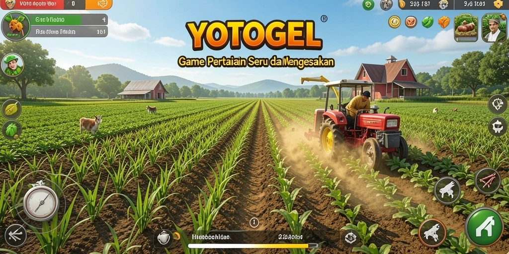 Tampilan gameplay menarik dalam YOTOGEL dengan lahan pertanian yang asri.