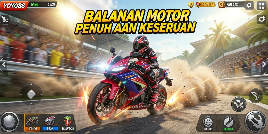 Tampilan gameplay luar biasa dari balapan motor seru di YOYO88.